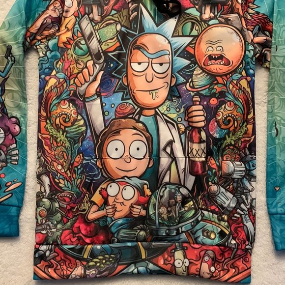 Rick And Morty Adult Pullover Graphic Print Sweatshirt Size Medium - Picture 2 of 10